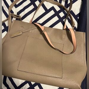 Street Level Reversible Faux Leather Tote Bag with Wristlet